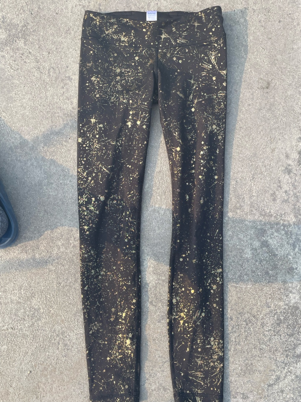 Ivivva Black leggings with Gold Splatter